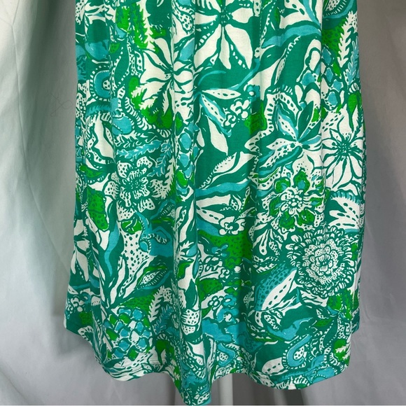 Lilly Pulitzer Delaney Babydoll Dress Botanical Green Safari Sangria 00 - Picture 6 of 8